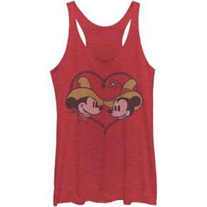 Disney Women's Friends Mickey & Minnie Cowboy Heart Juniors Tri Blend Tank