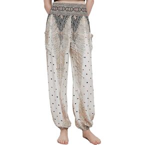 Urban CoCo Women's Smocked Waist Boho Floral Print Harem Yoga Pants