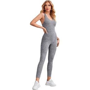 SweatyRocks Women's Spaghetti Strap Criss Cross Back Bodycon Tank Jumpsuits Rompers Playsuit
