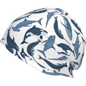 Shark Beanie,Fashion Neck Gaiter Headscarf Headwear Slouchy Scarf Cap Knitted Hat for Sports