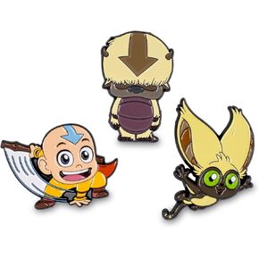 Avatar: The Last Airbender Exclusive 3-Pack Enamel Pin Set | Chibi Avatar Aang, Momo, and Flying Sky Bison Appa | Official Nickelodeon Toy Collectible, Anime Gifts