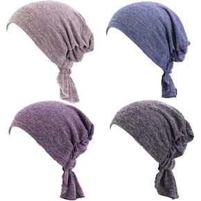 أوشحة رأس عمامة من القطن الكيميائي للنساء من Simoda، باندانا مربوطة مسبقًا لمرضى السرطان لتساقط الشعر (عبوة من 4 قطع) in Kuwait