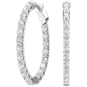 Stunning 1-5 Carat (ctw) White Gold Oval Shape LAB GROWN Diamond Hoops Earrings (Color E-F Clarity VS2-SI1)