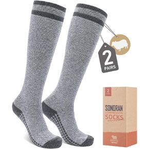 Merino Wool Compression Socks for Women Men (2/3 Pairs) Knee High Winter Thermal Thick Warm for Nurse Pregnant Travel