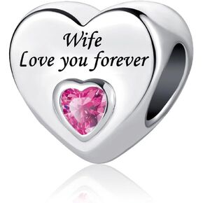 Pink Crystal Heart Charm Compatible with Pandora Bracelet Love Gift Wife Girlfriend Daughter Family Auntie Cousin Anniversary Birthday