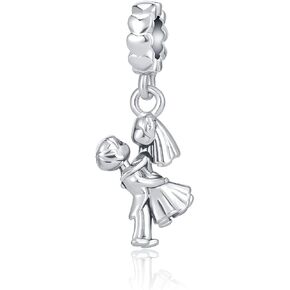 MZC Jewelry Wedding Dangle Charm for Pandora Bracelets Mr. & Mrs. Married Couple I Love You Kissing Forever Together Bead for Friends Sister Valentine's Day