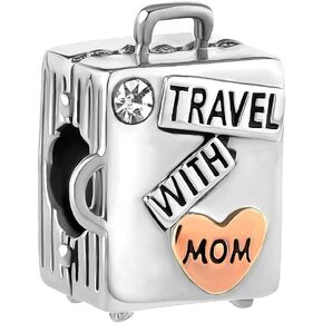 ZakiaHo Travel Suitcase Charms for Bracelets Women Love Travel and Vacation Bead Compatible with Pandora Bracelets for Women