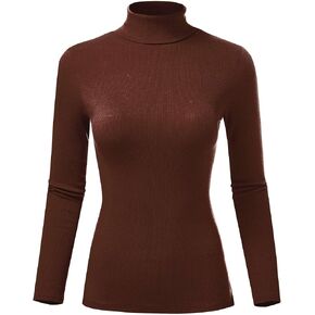 Women's Ribbed Tultleneck Long Sleeve Pullover Top