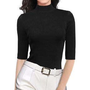v28 Mock Neck Sweaters for Women Sexy Zip Fall Winter Fitted Cute Knit Sweater