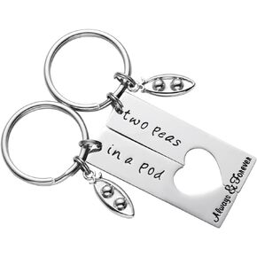 LParkin Two Peas In a Pod Friendship Gifts Funny Keychain Set BFF Friends Keychains Sister Gift Set of 2