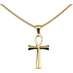 Stainless Steel Coptic Ankh Cross Religious Necklace for Women Men, With 23.6 Inch Chain