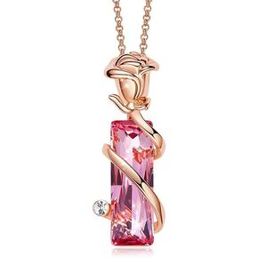 Blooming Beauty Elegant Heart of Rose Pendant Necklace – Timeless Floral Charm in Golden Plate. Best Gift for Your Loved One- MOM, WIFE, and Girlfriend