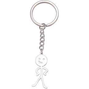 Fuqimanman2020 Stainless Steel Middle Finger Pendant Keyring Funny Doodle Keychain Friendship Jewelry Gift for Men Women