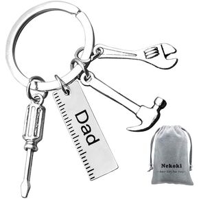 Christmas Keychain Gift for Dad Fathers Day Gift Dad Ruler Keychain Tool Charms Pendant Keyring Thanksgiving Birthday Gift for Dad from daughter or Son