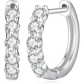 أقراط مويسانيت هوب ، 0.48-1.0cttw DF اللون مقلد الماس 18K الذهب الأبيض مطلي الأقراط للنساء شهادة الأصالة in Kuwait