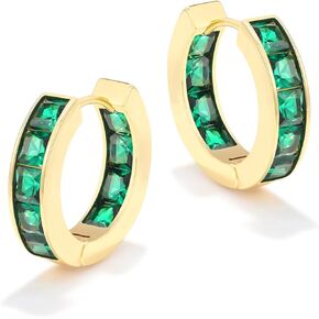 Lourny Small Hoop Crystal Earrings for Women Trendy, 18K Gold Plated Huggie Cubic Zirconia Earrings for Women Girls Gifts