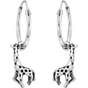 AeraVida Safari Wild Giraffe Charm .925 Sterling Silver Mini Hoop Earrings | Giraffe Hoop Earrings | Sterling Silver Hoop Earrings for Women | Giraffe Earrings for Women