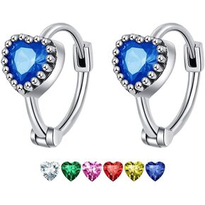 Cartilage Huggie Hoop Tiny 6mm 8mm 10mm CZ Hoop Flower Heart Cubic Zirconia Silver Earrings Cute Dainty Preppy Small Trendy Stuff Kawaii Little Statement Jewelry for Women Teen Girl Hypoallergenic