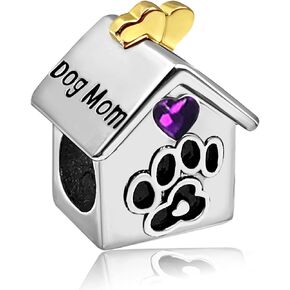 JMQJewelry House Dog Mom Heart Love Birthstone Charms Fits Pandora Bracelets Mother Daughter Son Grandma Wife Sister Jewelry