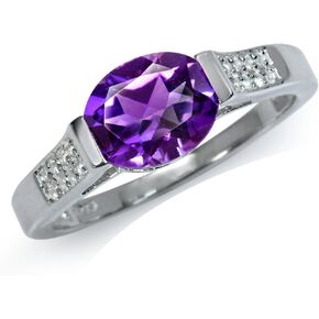 Silvershake Oval Shape Birthstone Gemstones 925 Sterling Silver Solitaire Right Hand Anniversary Ring Jewelry for Women