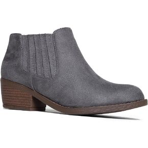 J. Adams Arlo Booties for Women - Round Toe Low Block Heel Slip On Ankle Boots