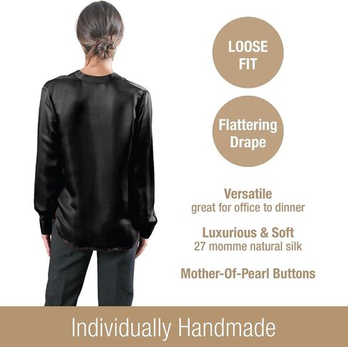 Luxury Artisan Silk Blouse Tunic Long Sleeves, Pure Silk Shirts For Women in Saudi Arabia