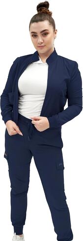 Fubu Women's Zip Front Warm-Up Scrub Jacket Medical Nursing Uniform in Saudi Arabia
