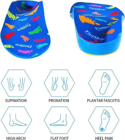 FiotSkep Kids Orthotics نعال داعمة للقوس العالي، التهاب اللفافة الأخمصية، أقدام مسطحة، حشوات من إسفنج البولي يوريثان تخفف آلام قدم الأطفال، وسادة جل لألم الكعب (3-7 أشهر للأطفال الصغار) in Saudi Arabia