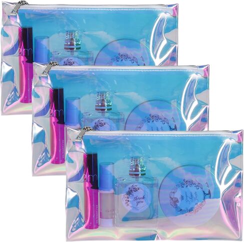 حقائب مستحضرات التجميل المجسمة من بيشيربين، 3 قطع من حقائب مكياج قزحية مع سحاب للمنزل والمكتب وحقيبة حفاضات in Kuwait