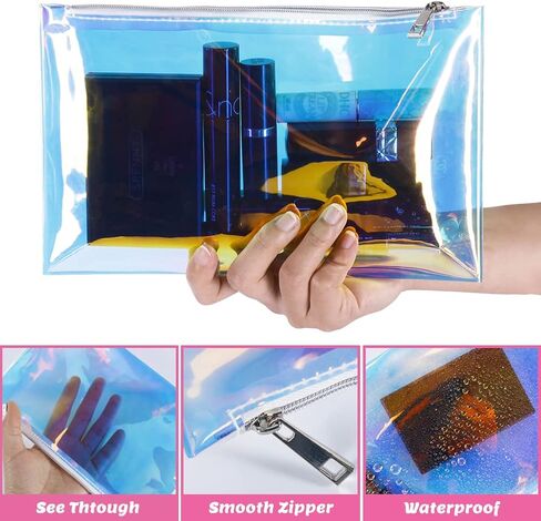 حقائب مستحضرات التجميل المجسمة من بيشيربين، 3 قطع من حقائب مكياج قزحية مع سحاب للمنزل والمكتب وحقيبة حفاضات in Kuwait