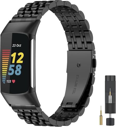ZPJPPLX Metal Bands for Fitbit Charge 5,Compitaple with Fitbit Charge 6 Stainless Steel Watch Band for Men Women in Kuwait