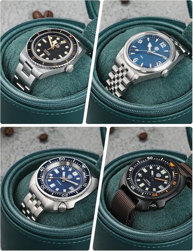 حافظة ساعة سفر جلدية من سان مارتن، صندوق تخزين ساعة واحد، منظم ساعة اسطواني بسحاب قابل للحمل لساعات المعصم والساعات الذكية in Kuwait