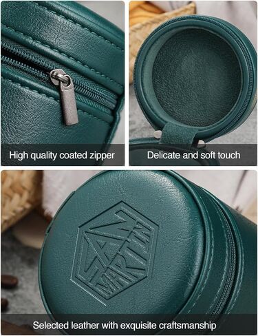 حافظة ساعة سفر جلدية من سان مارتن، صندوق تخزين ساعة واحد، منظم ساعة اسطواني بسحاب قابل للحمل لساعات المعصم والساعات الذكية in Kuwait