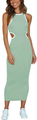 فستان نسائي مثير من Nhicdns بدون أكمام مكشوف الظهر Y2k متوسط ​​الطول محبوك فساتين حفلات الكوكتيل المسائية in Kuwait