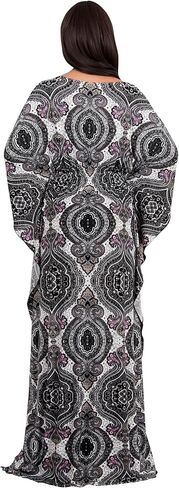 KOH KOH Womens Long Kaftan Boho Print Jersey Flowy Casual Abaya Gown Maxi Dress in Saudi Arabia