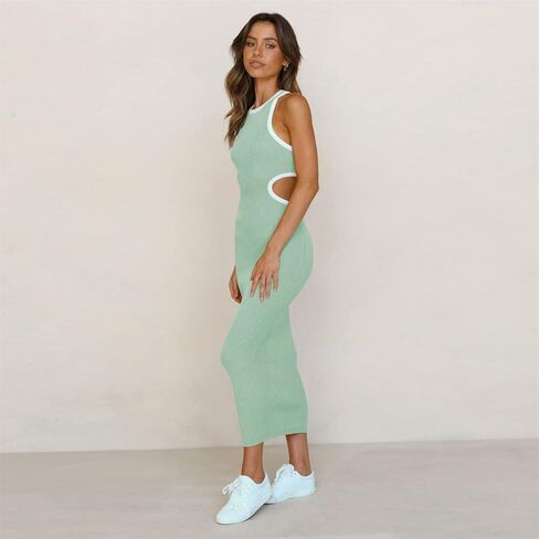 فستان نسائي مثير من Nhicdns بدون أكمام مكشوف الظهر Y2k متوسط ​​الطول محبوك فساتين حفلات الكوكتيل المسائية in Kuwait