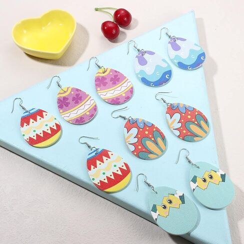 مجموعة أقراط من الجلد الصناعي مكونة من 16 زوجًا من JeryWe للنساء أقراط متدلية على شكل قطرة دمعة خفيفة الوزن مصنوعة يدويًا هدية مجوهرات in Kuwait