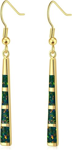 CiNily Dangle Earring-Opal Drop Earrings Silver Plated or Gold Plated Dangle Bar Earrings Opal Jewelry for Women Gems Earrings 2 1/8" in Saudi Arabia
