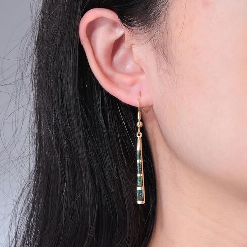 CiNily Dangle Earring-Opal Drop Earrings Silver Plated or Gold Plated Dangle Bar Earrings Opal Jewelry for Women Gems Earrings 2 1/8" in Saudi Arabia