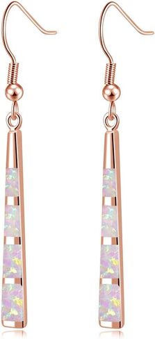 CiNily Dangle Earring-Opal Drop Earrings Silver Plated or Gold Plated Dangle Bar Earrings Opal Jewelry for Women Gems Earrings 2 1/8" in Saudi Arabia