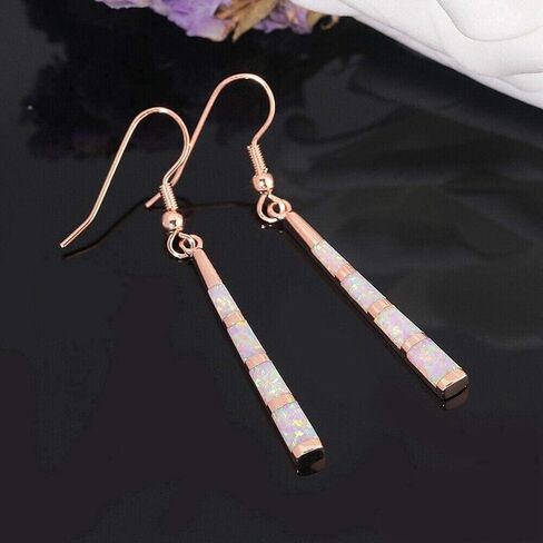 CiNily Dangle Earring-Opal Drop Earrings Silver Plated or Gold Plated Dangle Bar Earrings Opal Jewelry for Women Gems Earrings 2 1/8" in Saudi Arabia