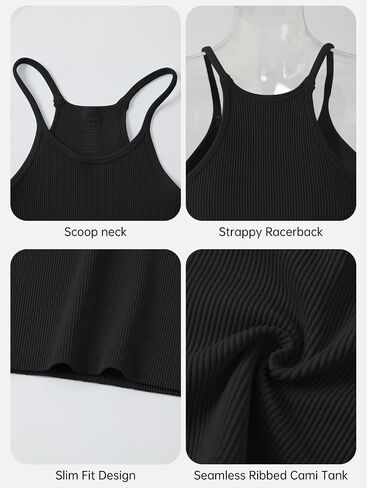 Vertvie Workout Crop Tank Tops for Women Sleeveless Spaghetti Strap Ribbed Camisole Tops Seamless Racerback Bra for Yoga in Saudi Arabia