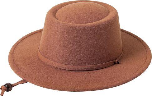 Lanzom المرأة الكلاسيكية واسعة حافة قبعة فيدورا من الصوف مع الحبل الرجعية ورأى بنما قبعة تناسب حجم 6 8/7-7 1/4 in Kuwait