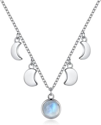 Moonstone Necklace Sterling Silver Moon Necklace for Women Crescent Moon Necklace Moonstone Jewelry Birthday Gifts for Women Girls in Kuwait