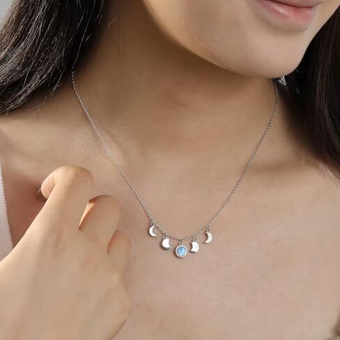 Moonstone Necklace Sterling Silver Moon Necklace for Women Crescent Moon Necklace Moonstone Jewelry Birthday Gifts for Women Girls in Kuwait