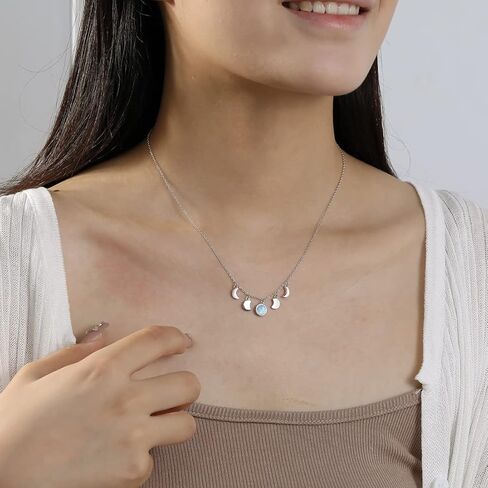 Moonstone Necklace Sterling Silver Moon Necklace for Women Crescent Moon Necklace Moonstone Jewelry Birthday Gifts for Women Girls in Kuwait