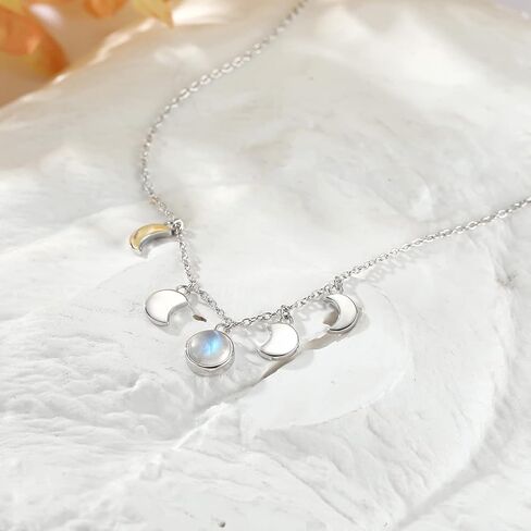 Moonstone Necklace Sterling Silver Moon Necklace for Women Crescent Moon Necklace Moonstone Jewelry Birthday Gifts for Women Girls in Kuwait
