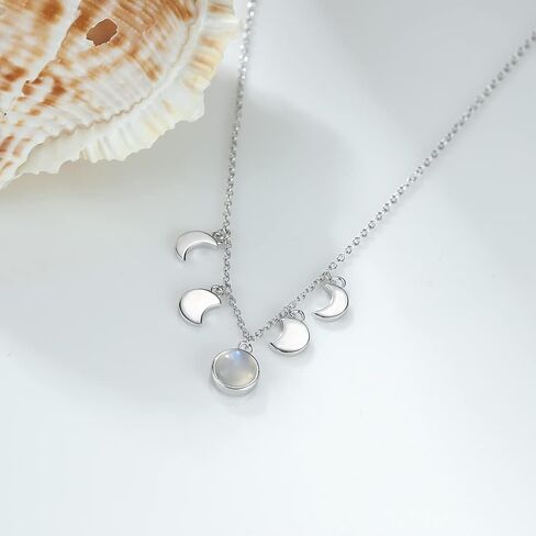 Moonstone Necklace Sterling Silver Moon Necklace for Women Crescent Moon Necklace Moonstone Jewelry Birthday Gifts for Women Girls in Kuwait