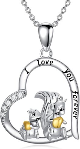 PROESS Highland Cow/Squirrel Necklace 925 Sterling Silver Sunflower Cow Pendant Necklace Cow Jewelry Animal Lover Gifts for Birthday Christmas in Kuwait