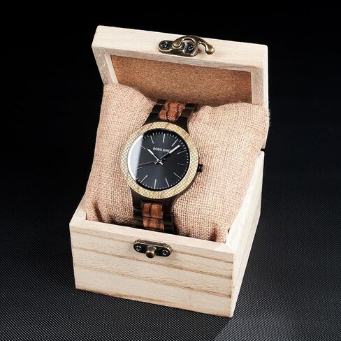 ساعة بوبو بيرد الخشبية للرجال، ساعة كوارتز كبيرة الحجم مع وجه أسود، أفضل هدية in Kuwait